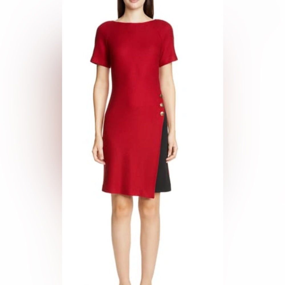 St. John Raglan-sleeve Textured Float-stitch A-line Dress